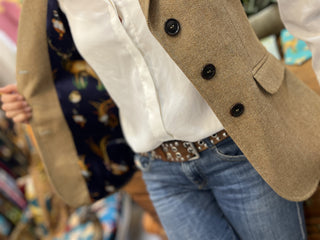 Tweed Long-line Waistcoat With Navy Lining