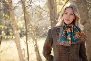 A Head of the Game Teal Narrow Pure Silk Scarf