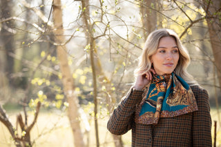 A Head of the Game Teal Narrow Pure Silk Scarf