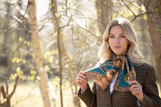 A Head of the Game Teal Narrow Pure Silk Scarf