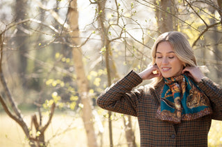 A Head of the Game Teal Narrow Pure Silk Scarf