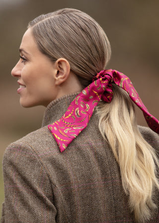 Birds of a Feather Medium Tail Silk Scrunchie