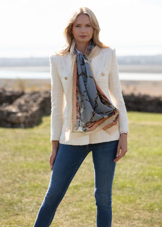 Rearing To Go Powder Blue Wool Silk Wrap