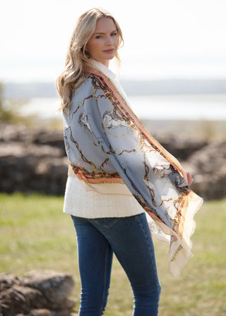 Rearing To Go Powder Blue Wool Silk Wrap