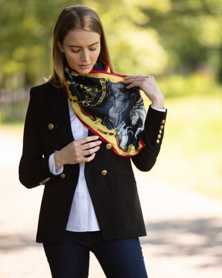 Hold Your Horses Liquorish & Gold Narrow Silk Scarf