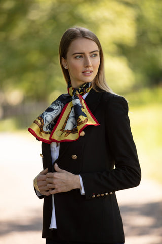Hold Your Horses Liquorish & Gold Narrow Silk Scarf