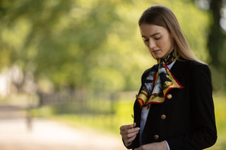 Hold Your Horses Liquorish & Gold Narrow Silk Scarf