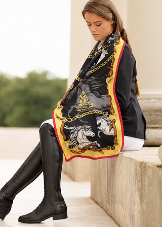 Hold Your Horses Liquorish & Gold Classic Silk Scarf