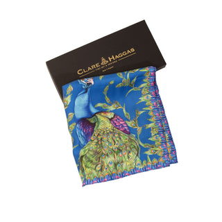 Pluming Marvellous Peacock Blue Classic Silk Scarf