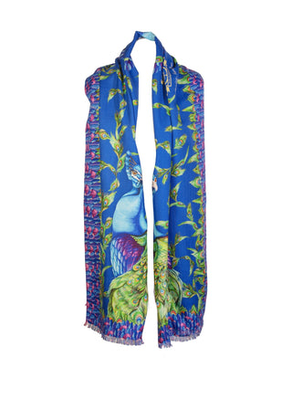 Pluming Marvellous Peacock Blue Wool Silk Wrap