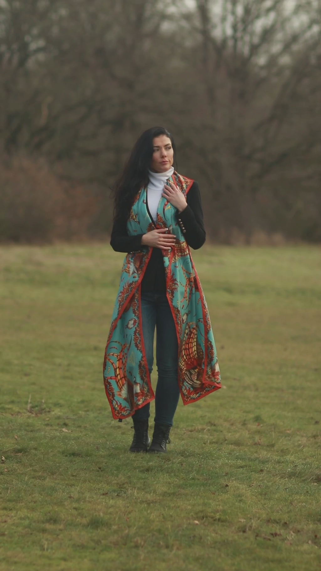 Clare Haggas Heads or Tails Duck Egg Blue Classic Silk Pheasant Country Scarf