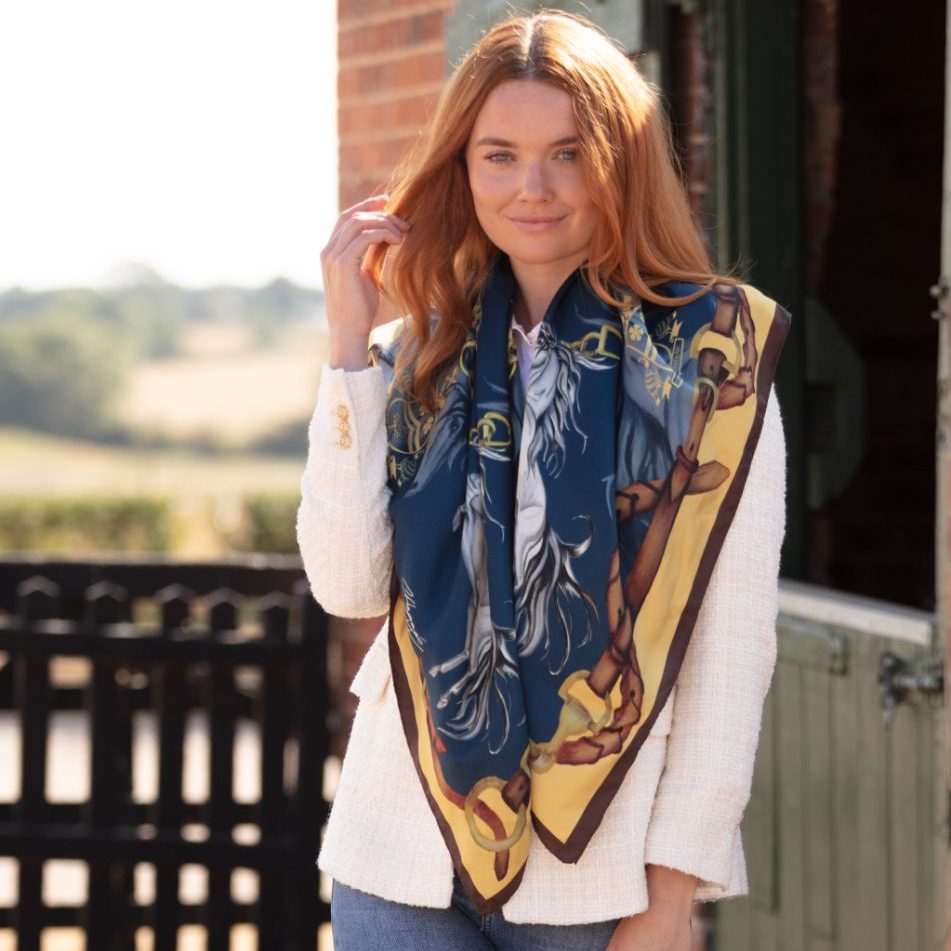 square scarf navy