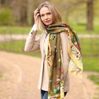 Dreams Can Come True Olive Wool Silk Wrap