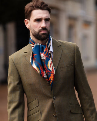 Here Come The Boys Silk Game Scarf in Petrol