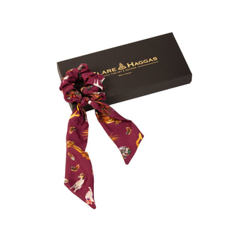 Clare Haggas It's A Dogs Life Oxblood Red Medium Tail Silk Scrunchie