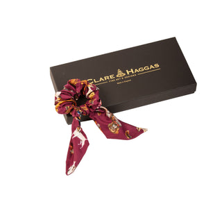 Clare Haggas It's A Dogs Life Oxblood Red Short Tail Silk Scrunchie
