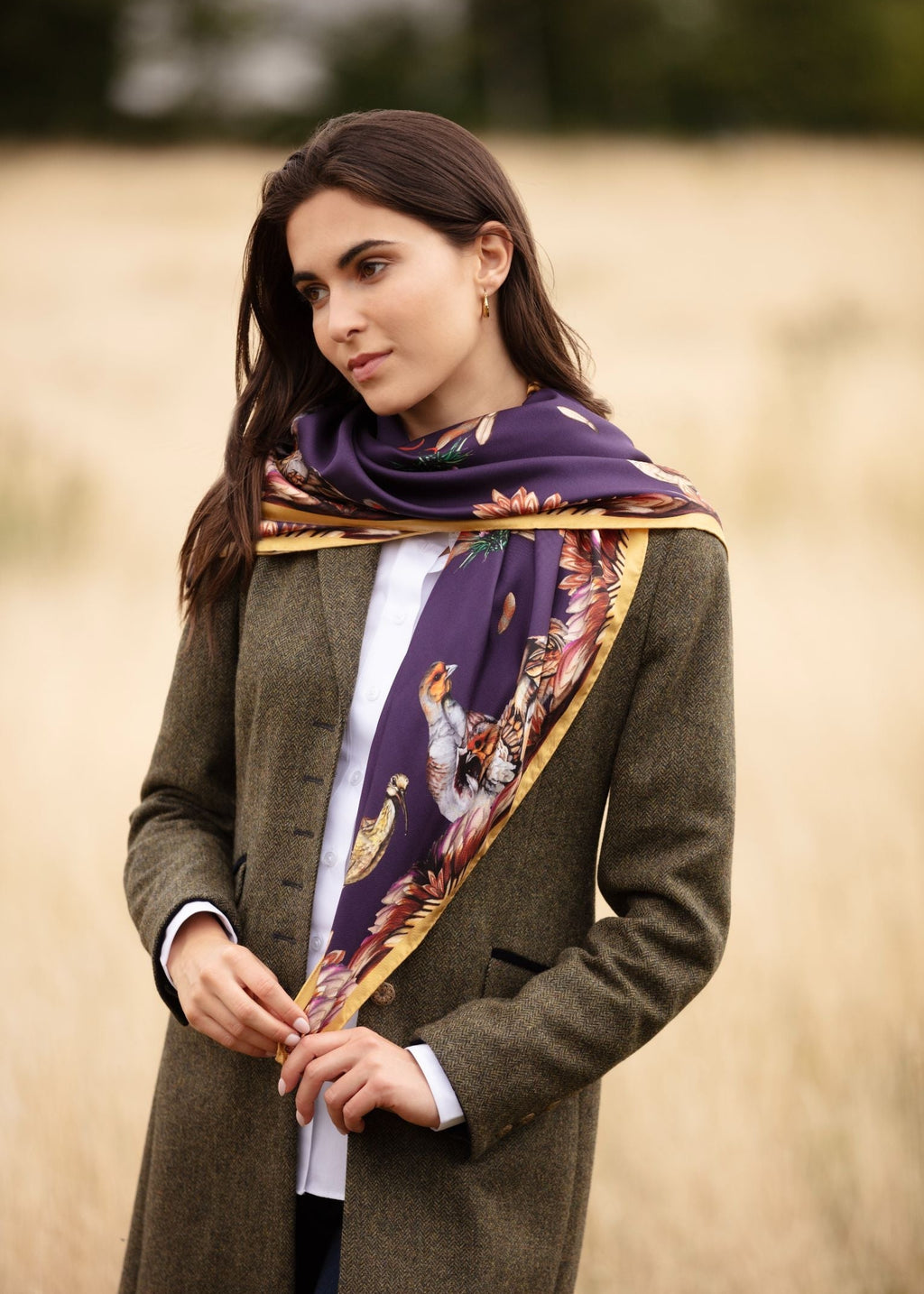 Grouse Misconduct Aubergine & Gold Large Square Country Shooting Silk ...