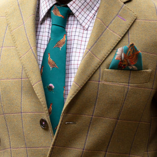 Grouse Misconduct Teal Silk Pocket Square