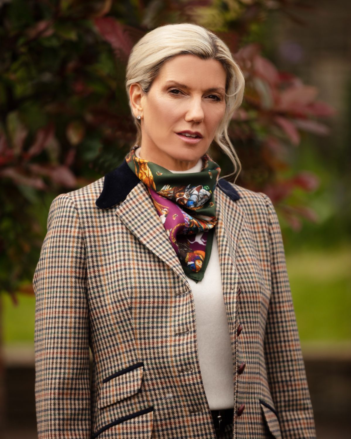 Clare Haggas It s a Dog s Life Hunter Green Oxblood Red Medium Square Silk Scarf