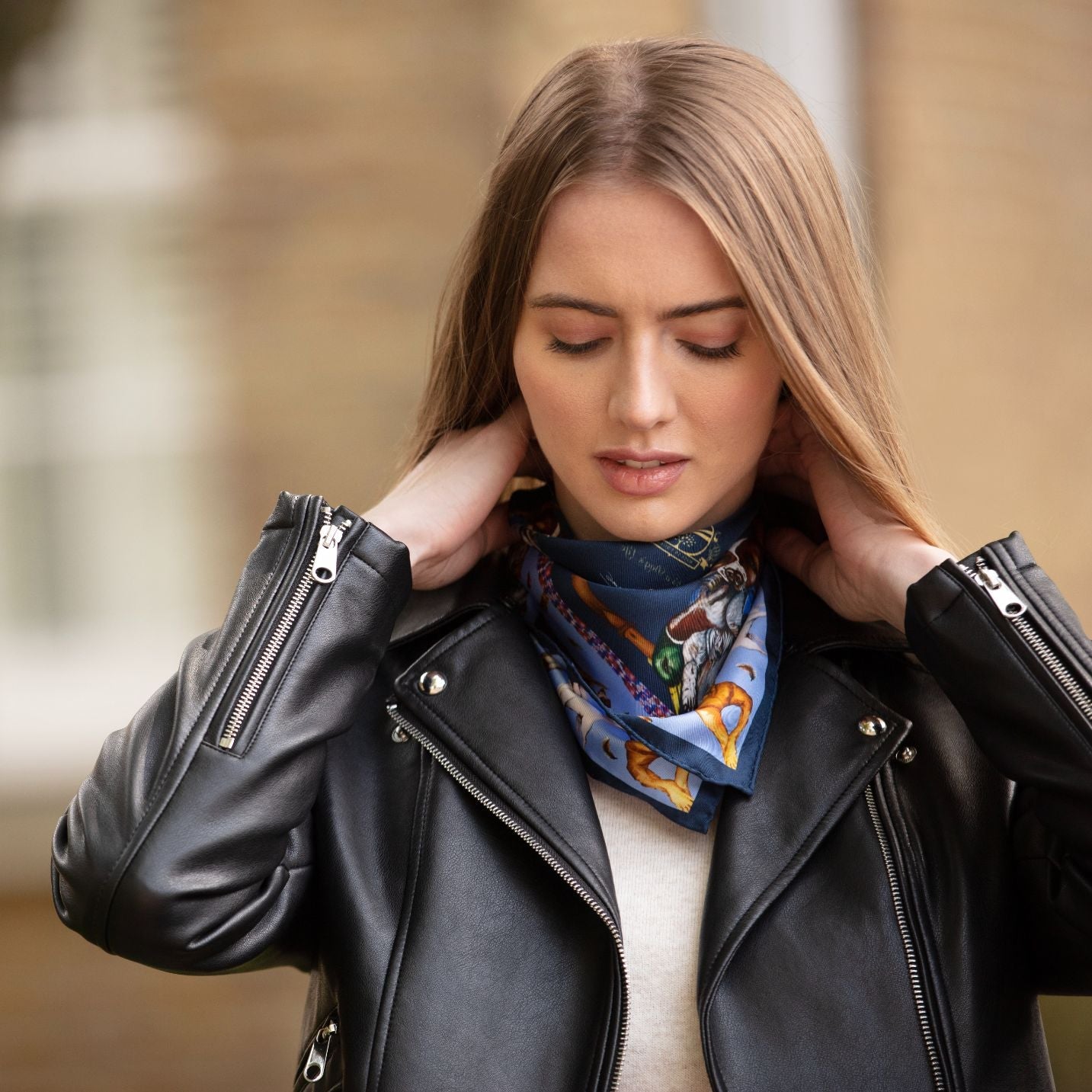 Navy neck scarf store