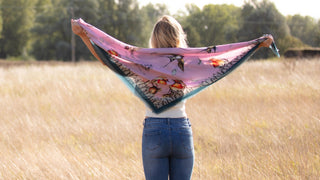 Clare Haggas Watching Over Me Heather Pink Wool Silk Square Shawl