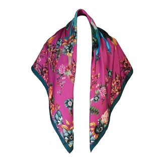 Airs & Graces Magenta Large Square Silk Scarf