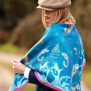 Catch and Release Cobalt Large Square Silk Scarf