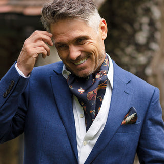 Clare Haggas Here Come The Boys Navy Silk Cravat