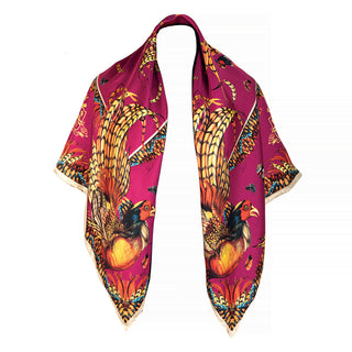 Heads or Tails Mulberry Large Square Silk Scarf
