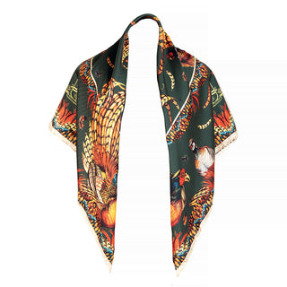 Heads or Tails Khaki Large Square Silk Scarf
