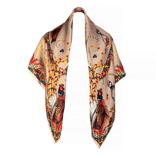 Heads or Tails Toffee Large Square Silk Scarf