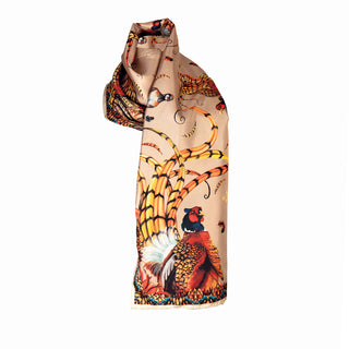 Heads or Tails Toffee Narrow Silk Scarf