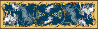Hold Your Horses Navy & Gold Narrow Silk Scarf