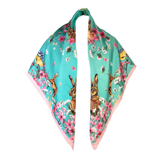 Oopsie Daisy Azure Large Square Silk Scarf
