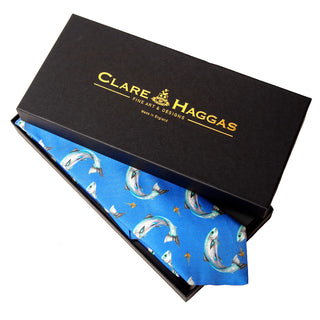 Clare Haggas Catch and Release Cobalt Silk Tie