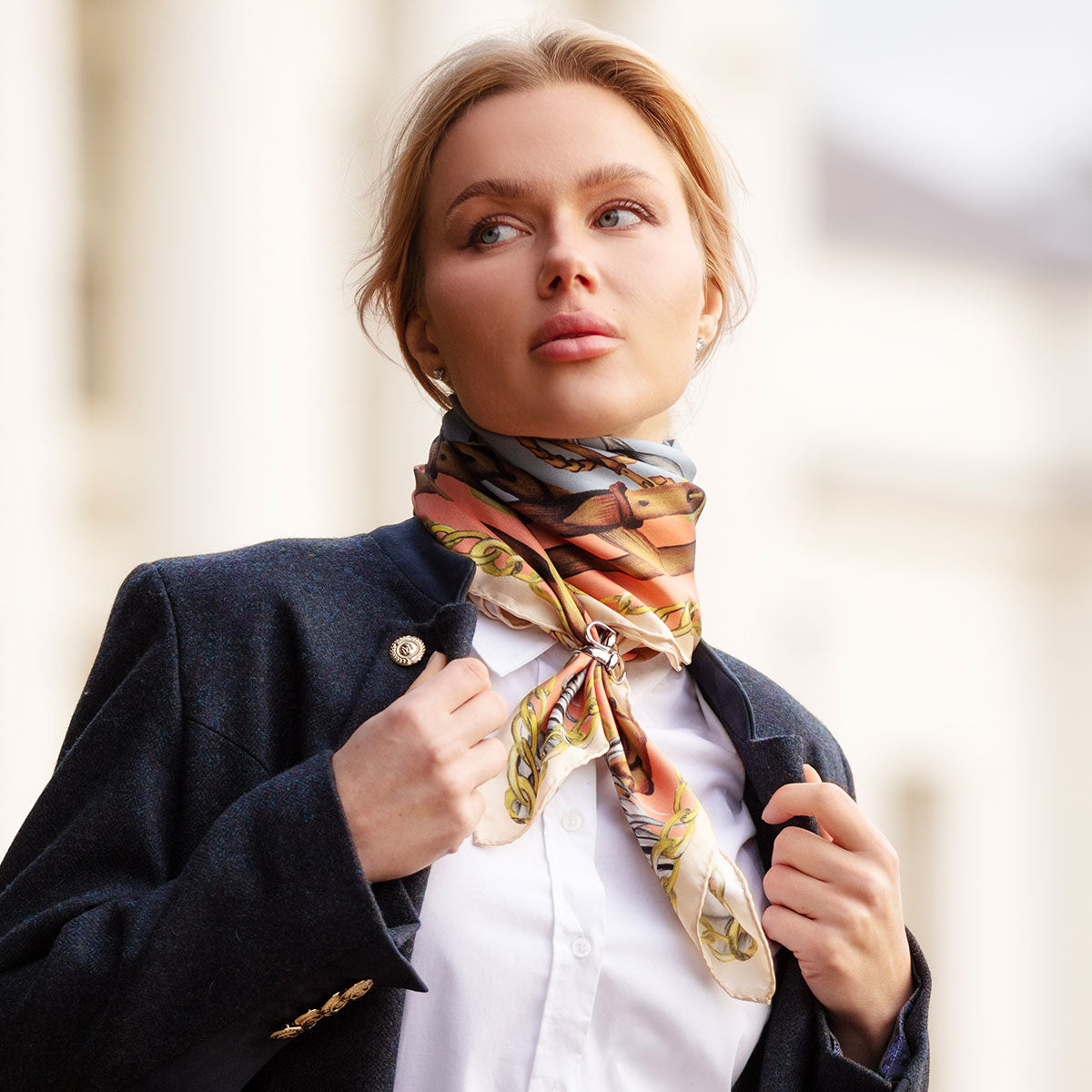 Clare Haggas Rearing To Go Hot Pink Large Square Silk Scarf