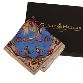 Clare Haggas High Flyer Cobalt Silk Pocket Square