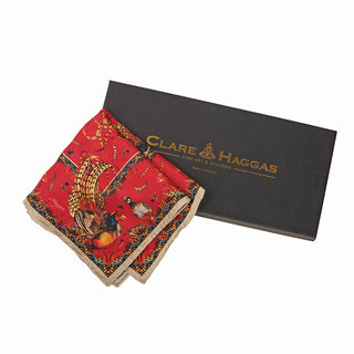 Clare Haggas Bruce Royal Red Silk Pocket Square