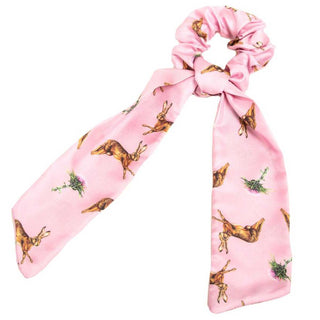 Hares Pink Long Tail Silk Scrunchie