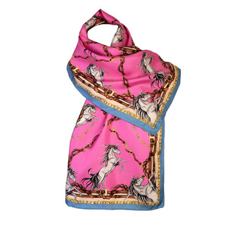 Rearing To Go Hot Pink Narrow Silk Scarf
