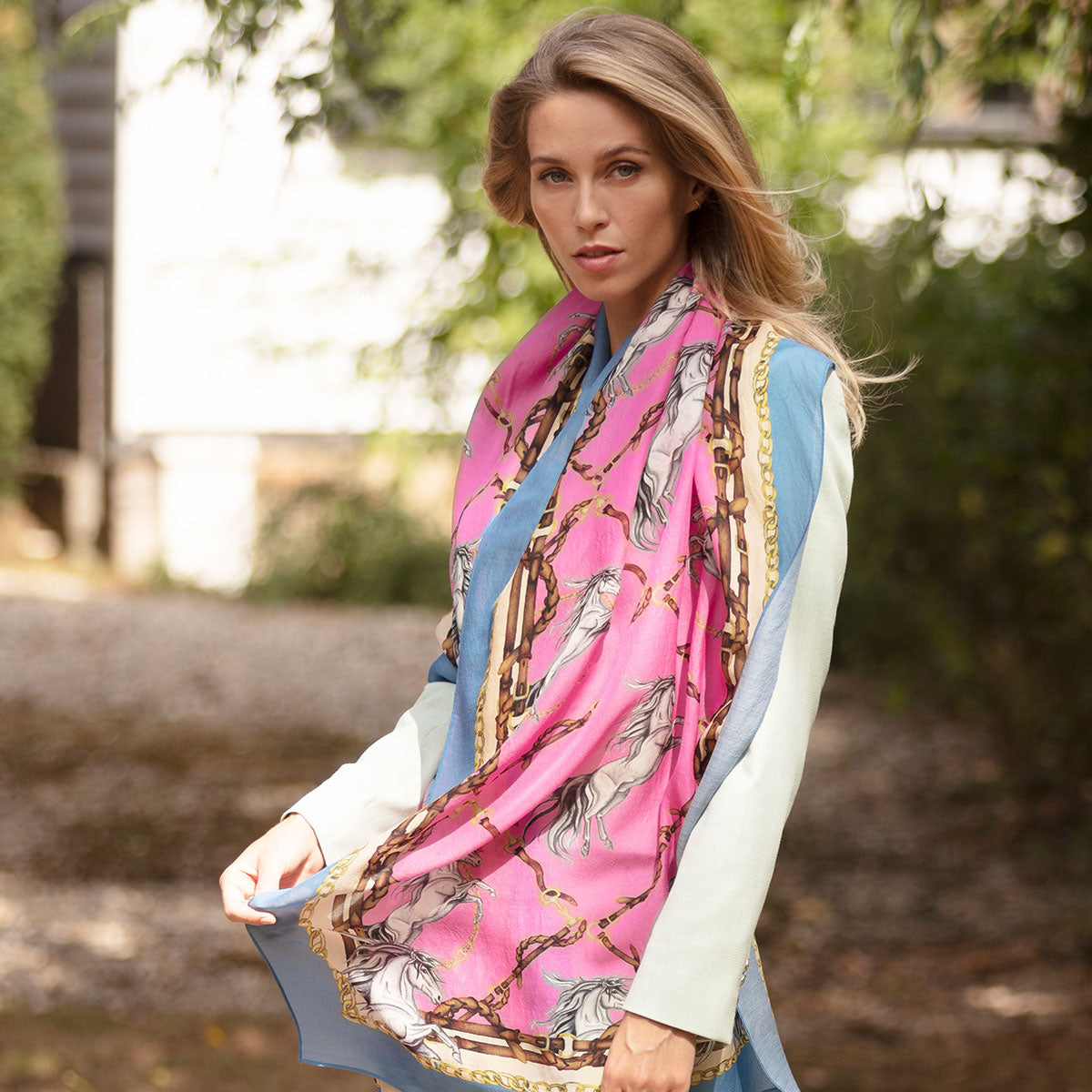 Pink silk and wool sales shawl