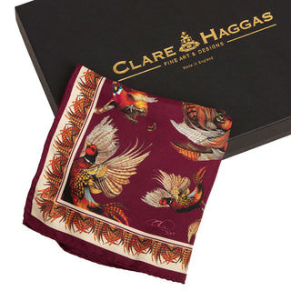 Clare Haggas Turf War Mulberry Silk Pocket Square