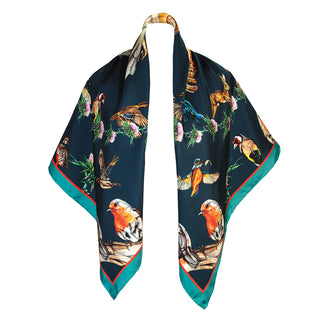 Walk On The Wild Side Navy Large Square Silk Scarf